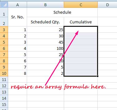 Running Total Array Formula in Excel