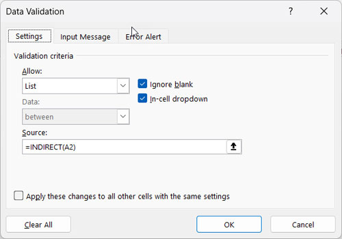 INDIRECT in Excel vs. Google Sheets: Data Validation Drop-Downs