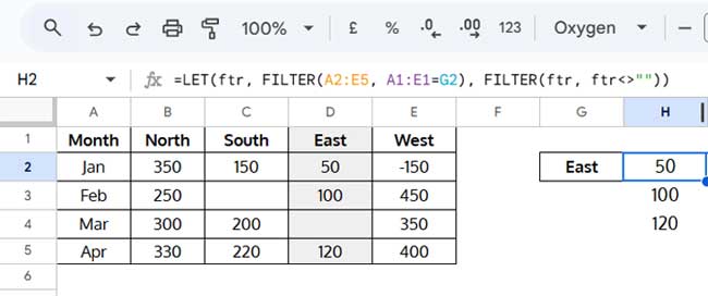 Lookup a Header and Filter Non-Blank Values in the Corresponding Column