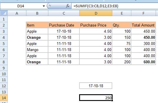 SUMIF with Date Criterion in Excel and Google Sheets