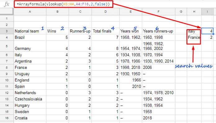 VLOOKUP with two search keys in the same column - Sheets