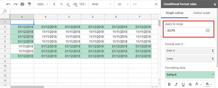 Date Related Conditional Formatting Rules In Google Sheets