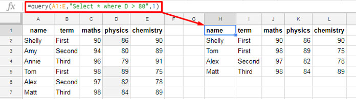 Comparison Operators in Google Sheets Query