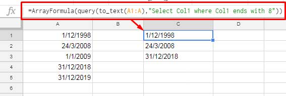 Ends With substring Match - Date Column