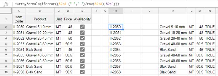 Insert Blank Columns in Google Sheets Query