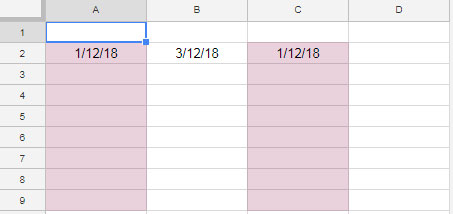 Google Sheets - Entire column highlighted if cell matches today's date.