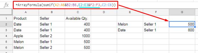 Sumif Multiple Columns Criteria in Google Sheets