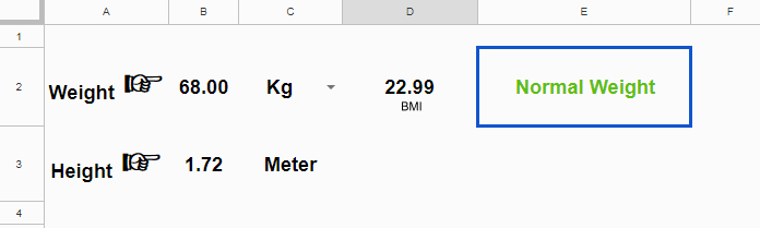 Calculate Bmi In Google Sheets Formula And How To