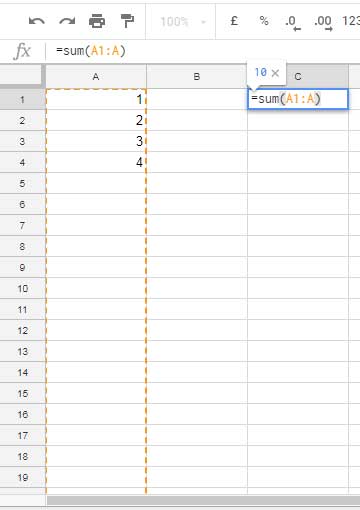 Infinite Column Reference Vertically in Sheets