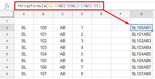 Concatenate 4 columns