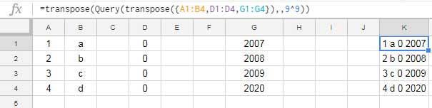 concatenate non-adjacent columns