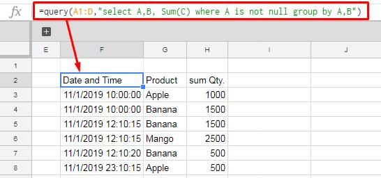 Group DateTime (timestamp) in Query in Sheets