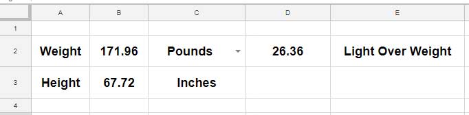 Calculate Bmi In Google Sheets Formula And How To