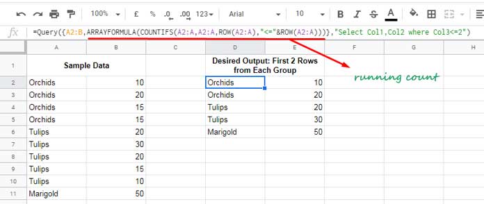 Running Count to Filter First N Rows in Group