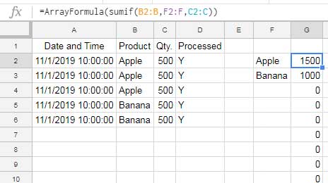 SUMIF array with extra 0s