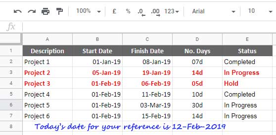dynamic dates in project sch