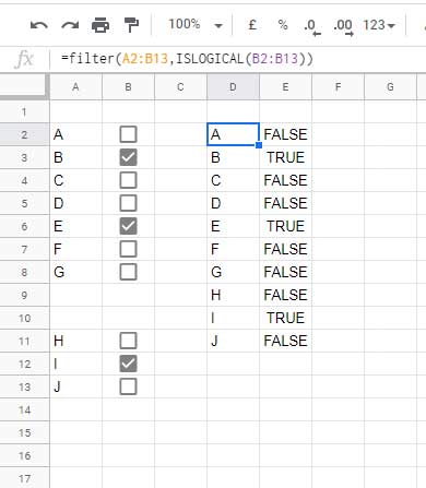 Filter formula criteria using ISLOGICAL Function