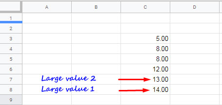 extract large 2 values without criterion
