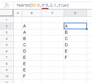 The use of Power function in SORTN