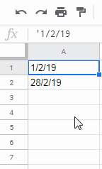 Example: Date as plain text in Sheets