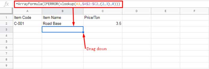 Vlookup formula to autofill columns on the right side
