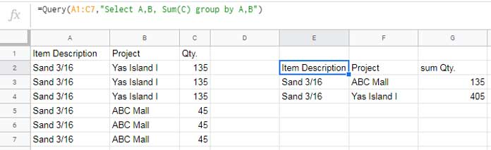 Two column grouping - Query
