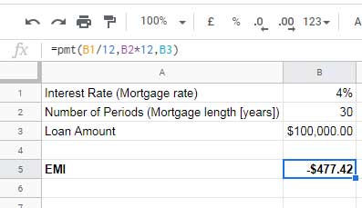 PMT output includes  principal payment and interest payment