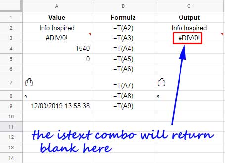 How to use the T function in Google Sheets