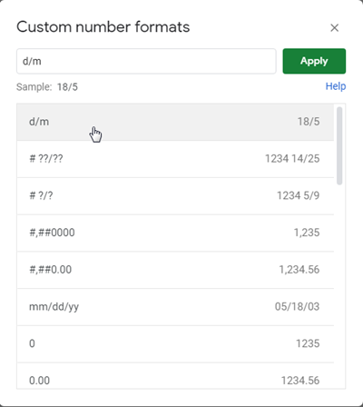 Format numbers as fractions in Google Sheets with custom number formatting