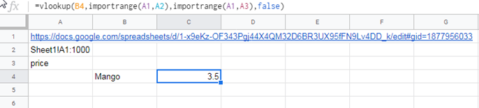 Result showing dynamic column use in Vlookup and imported data