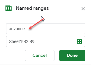 named ranges - how to in Sheets