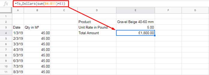 Format numbers as currency using formulas