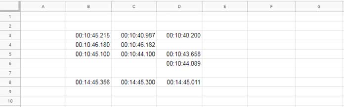 Bulk replace and format time to millisecond format in Sheets