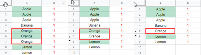 highlight visible duplicates leaving the last occurrence