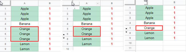 highlight visible duplicates in Google Sheets - All occurrence