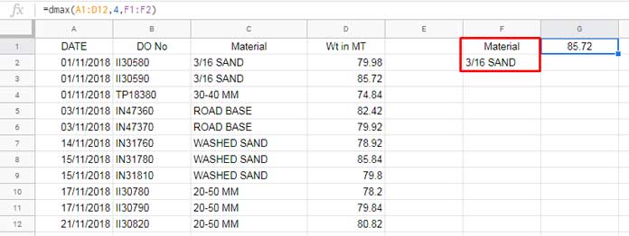 DMAX Formula with One Criterion