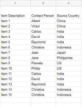 data to filter in real time in Sheets