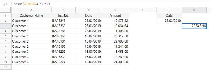 Using Date Criteria in Database Functions (Single Criterion)