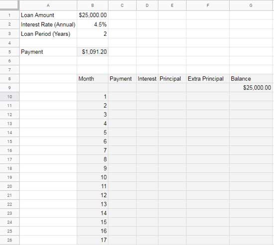Format - Amortization With Extra Principal Payments