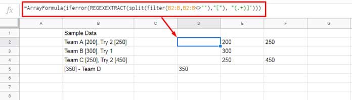 Combo formula to extract numbers from multiple square brackets
