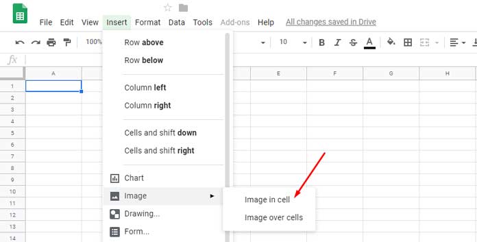 Insert images in cells without formula in Google Sheets