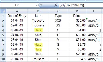 Excel Lookup in a virtual vector