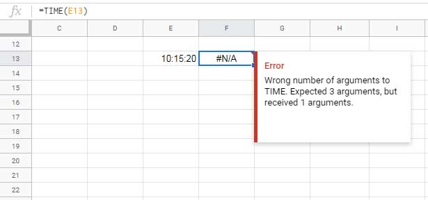 Timevalue can't refer to a cell containing time