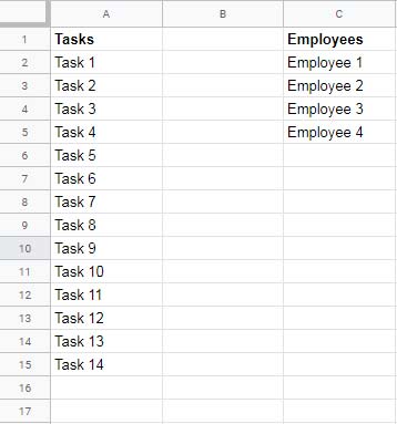 Distribute Unique Tasks - Sample data