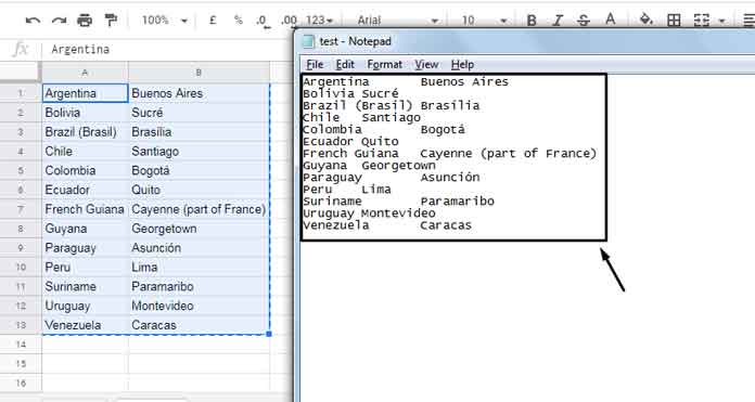 Notepad output before padding equal space