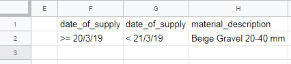 Structured Criteria Specification in Google Sheets