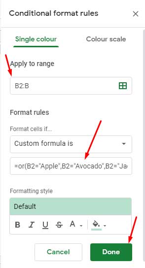 Apply multiple OR rule in single column