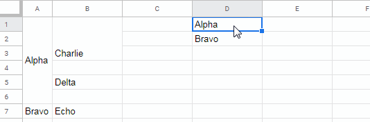 Two column merged values to two column un-merged values