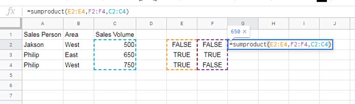 How to Use SUMPRODUCT Function in Google Sheets