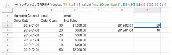 Array Use of Vlookup and Match combination